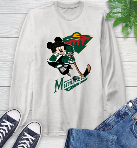 NHL Minnesota Wild Mickey Mouse Disney Hockey T Shirt Long Sleeve T-Shirt