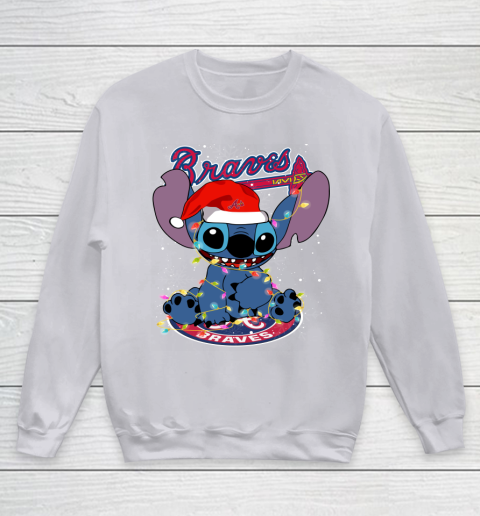 Atlanta Braves MLB noel stitch Baseball Christmas Youth Sweatshirt 2