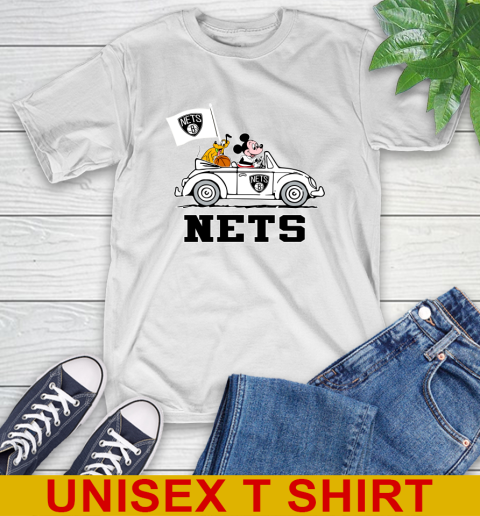 NBA Basketball Brooklyn Nets Pluto Mickey Driving Disney Shirt T-Shirt