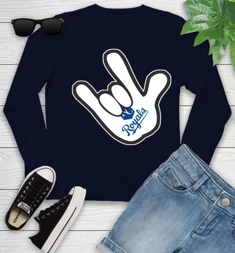 Kansas City Royals MLB Baseball Mickey Rock Hand Disney Youth Long Sleeve 3