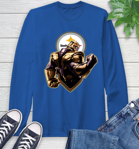 NFL Thanos Avengers Endgame Football Sports Pittsburgh Steelers Long Sleeve T-Shirt 9