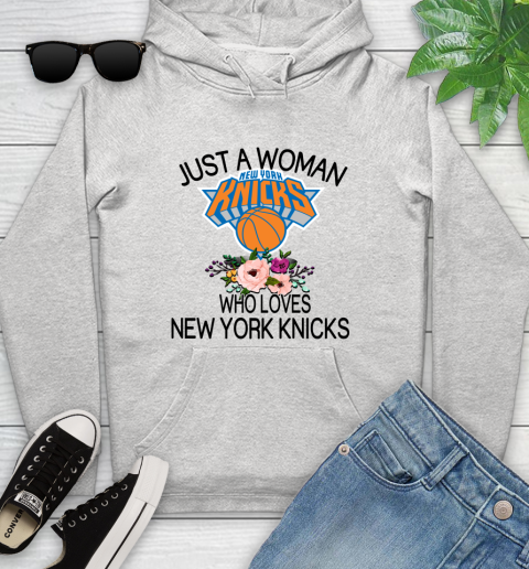 NBA Just A Woman Who Loves New York Knicks Basketball Sports Youth Hoodie