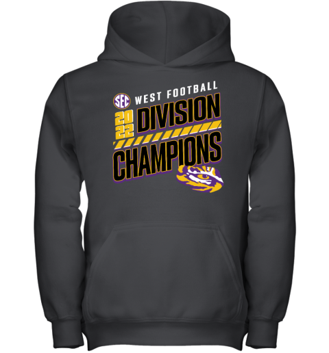 LSU Tigers SEC West Football 2022 Division Champions Slanted Knockout Youth Hoodie