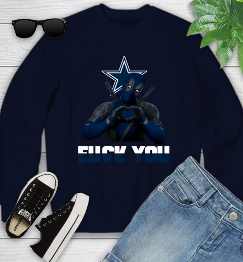 NHL Dallas Cowboys Deadpool Love You Fuck You Football Sports Youth Sweatshirt 2