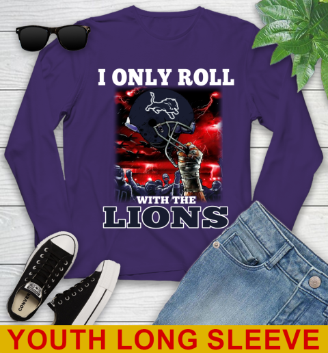 Detroit Lions NFL Football I Only Roll With My Team Sports Youth Long Sleeve 4
