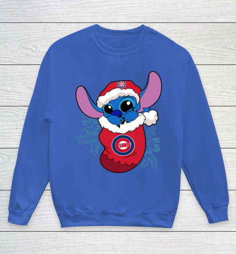 Chicago Cubs Christmas Stitch In The Sock Funny Disney MLB Youth Sweatshirt 8
