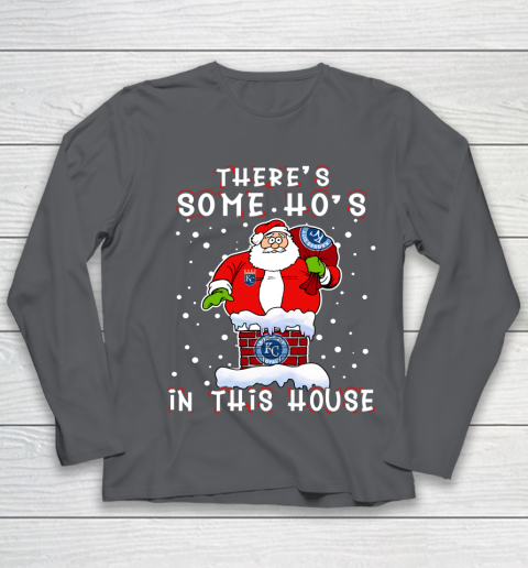 Kansas City Royals Christmas There Is Some Hos In This House Santa Stuck In The Chimney MLB Youth Long Sleeve 6