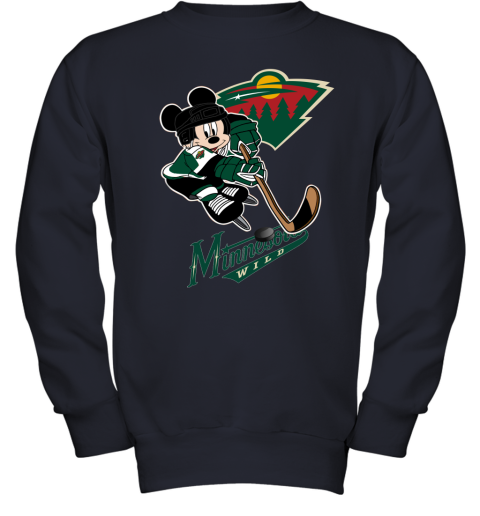 NHL Minnesota Wild Mickey Mouse Disney Hockey T Shirt VFVW7VD1nzP youth sweatshirt 47 95 151514 front navy