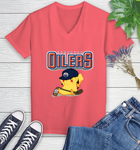 NHL Pikachu Hockey Sports Edmonton Oilers Women's V-Neck T-Shirt 7 NHL Pikachu Hockey Sports Edmonton Oilers Women's V-Neck T-Shirt - Image 7
