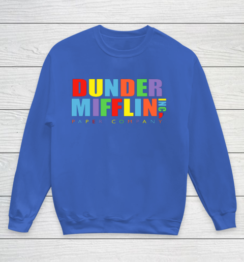 The Office Dunder Mifflin Rainbow Letters Youth Sweatshirt 6