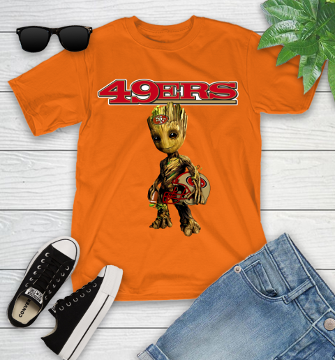 San Francisco 49ers NFL Football Groot Marvel Guardians Of The Galaxy Youth T-Shirt 7