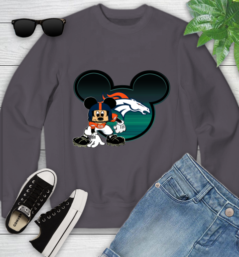 NFL Denver Broncos Mickey Mouse Disney Football T Shirt Youth Sweatshirt 6