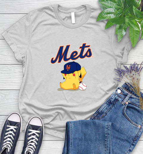 MLB Pikachu Baseball Sports New York Mets Women's T-Shirt