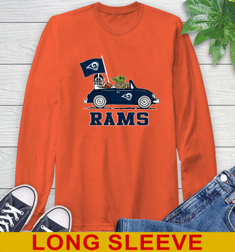 NFL Football Los Angeles Rams Darth Vader Baby Yoda Driving Star Wars Shirt Long Sleeve T-Shirt 5