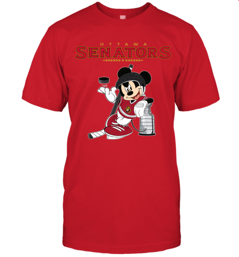 Mickey Ottawa Senators With The Stanley Cup Hockey NHL Unisex Jersey Tee