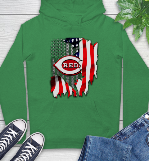 Cincinnati Reds MLB Baseball American Flag Hoodie 8
