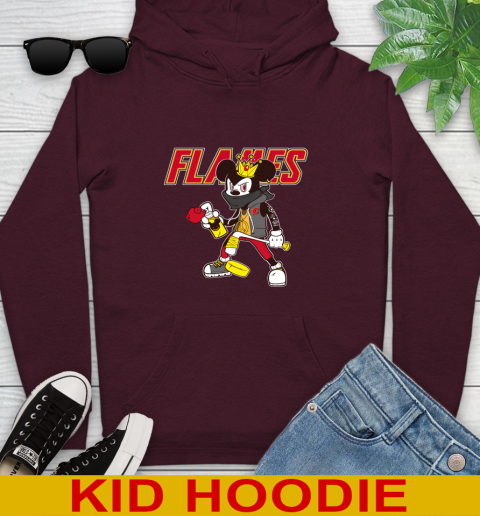 Calgary Flames NHL Hockey Mickey Peace Sign Sports Youth Hoodie 7