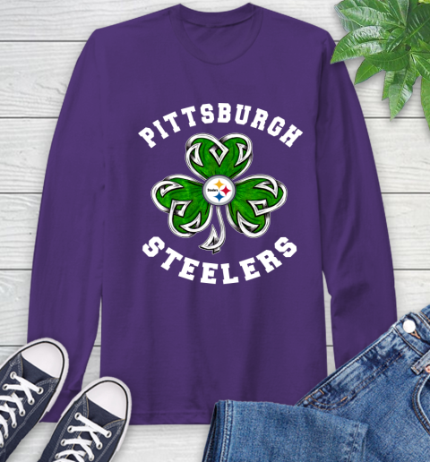 NFL Pittsburgh Steelers Three Leaf Clover St Patrick's Day Football Sports Long Sleeve T-Shirt 5