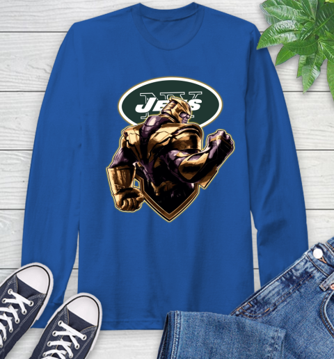 NFL Thanos Avengers Endgame Football Sports New York Jets Long Sleeve T-Shirt 9