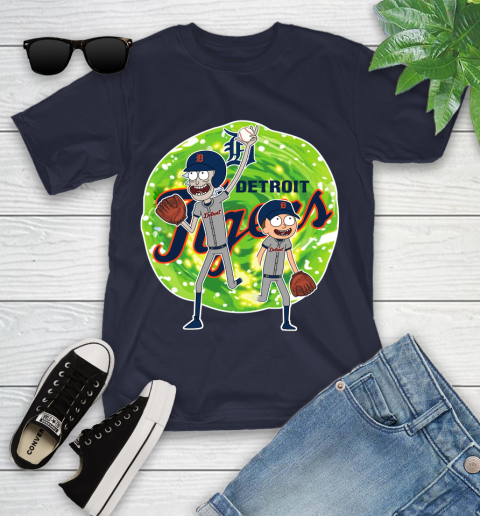 MLB Detroit Tigers Rick And Morty Baseball Sports Youth T-Shirt 3