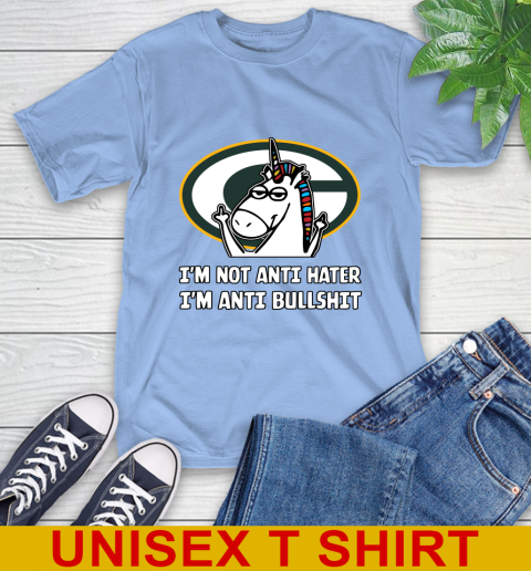 Green Bay Packers NFL Football Unicorn I'm Not Anti Hater I'm Anti Bullshit T-Shirt 11