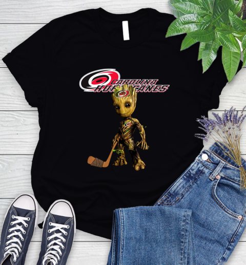 Carolina Hurricanes NHL Hockey Groot Marvel Guardians Of The Galaxy Women's T-Shirt 2