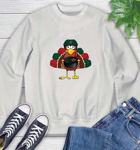 Minnesota Wild Turkey Thanksgiving Day Sweatshirt