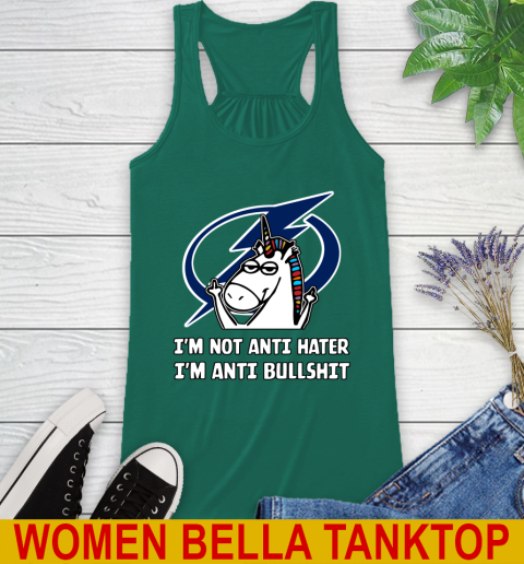 Tampa Bay Lightning NHL Hockey Unicorn I'm Not Anti Hater I'm Anti Bullshit Racerback Tank 7