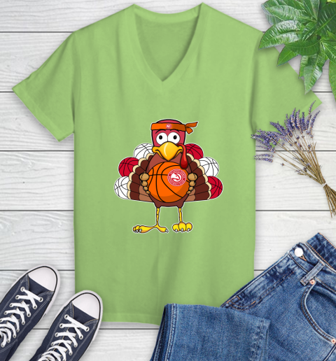Atlanta Hawks Turkey thanksgiving day Women's V-Neck T-Shirt 11