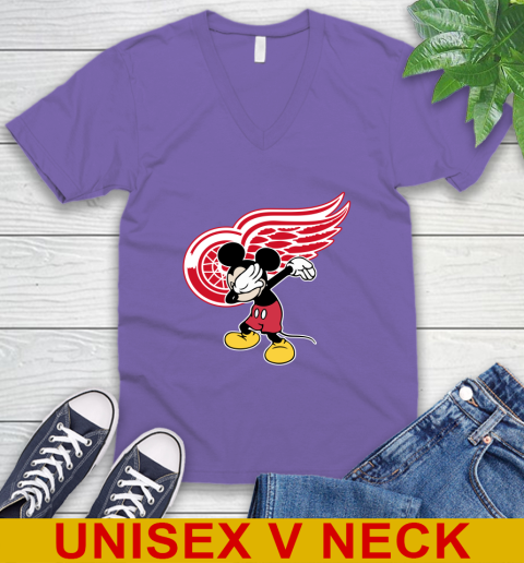 Detroit Red Wings NHL Hockey Dabbing Mickey Disney Sports V-Neck T-Shirt 9