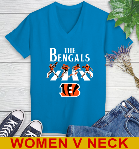 NFL Football Cincinnati Bengals The Beatles Rock Band Shirt Women's V-Neck T-Shirt 7