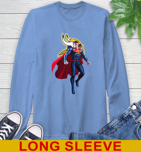 NFL Superman DC Sports Football Minnesota Vikings Long Sleeve T-Shirt 11