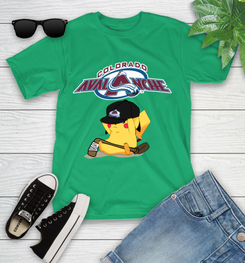 NHL Pikachu Hockey Sports Colorado Avalanche Youth T-Shirt 6