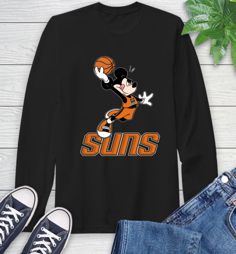 NBA Basketball Phoenix Suns Cheerful Mickey Mouse Shirt Long Sleeve T-Shirt
