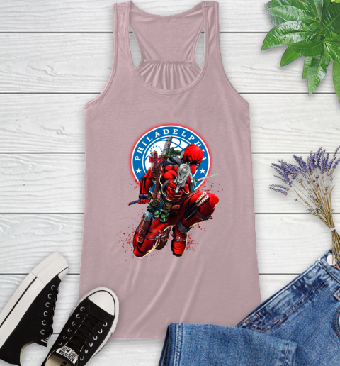 NBA Deadpool Marvel Comics Sports Basketball Philadelphia 76ers Racerback Tank 11