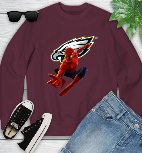 NFL Spider Man Avengers Endgame Football Philadelphia Eagles Youth Sweatshirt 5