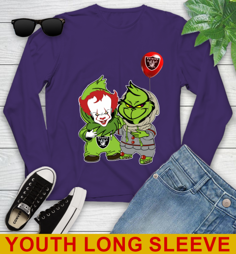 Oakland Raiders Baby Pennywise Grinch Christmas NFL Football Youth Long Sleeve 5