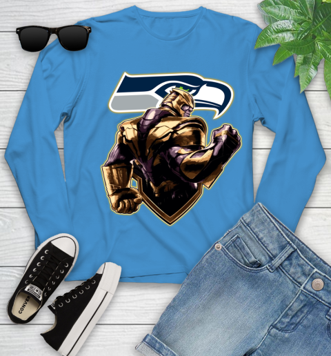 NFL Thanos Avengers Endgame Football Sports Seattle Seahawks Youth Long Sleeve 7