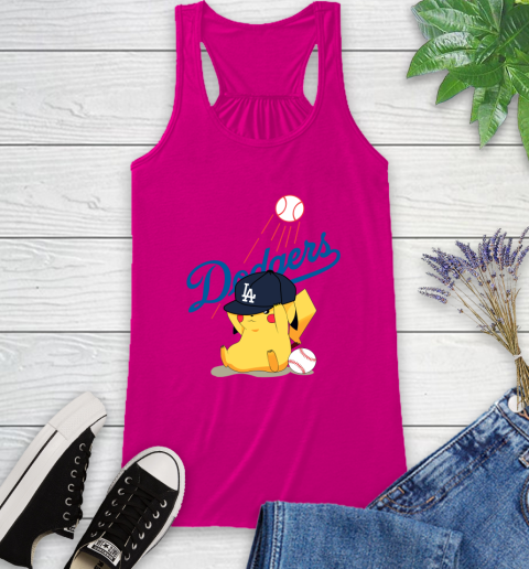 MLB Pikachu Baseball Sports Los Angeles Dodgers Racerback Tank 8