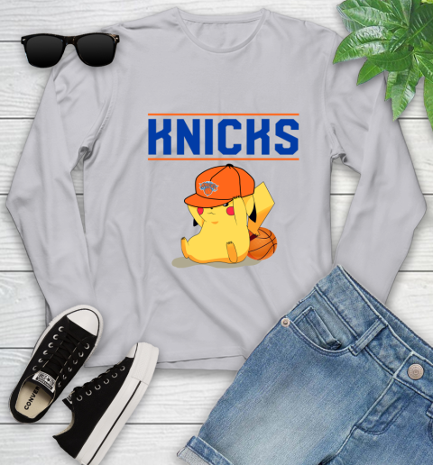 NBA Pikachu Basketball Sports New York Knicks Youth Long Sleeve 5