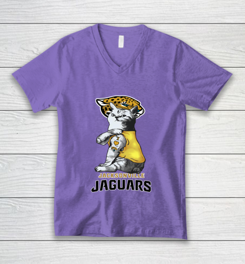 NFL Football My Cat Loves Jacksonville Jaguars V-Neck T-Shirt 8