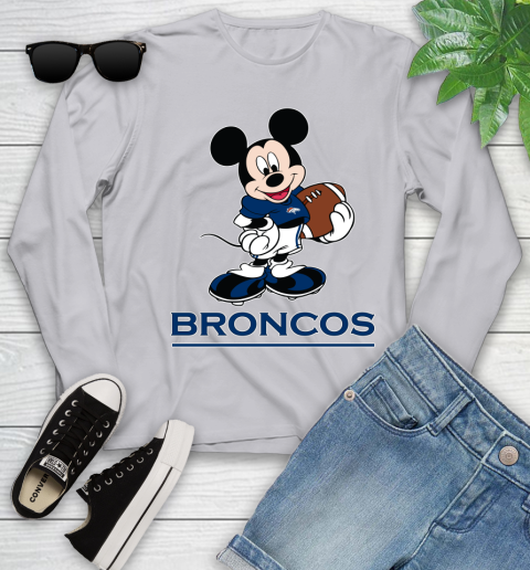NFL Football Denver Broncos Cheerful Mickey Mouse Shirt Youth Long Sleeve 5