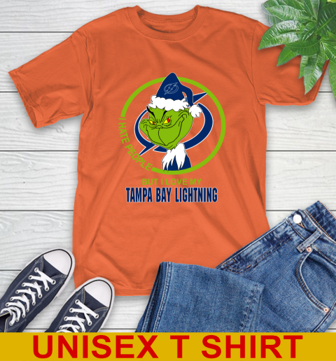 Tampa Bay Lightning NHL Christmas Grinch I Hate People But I Love My Favorite Hockey Team T-Shirt 5