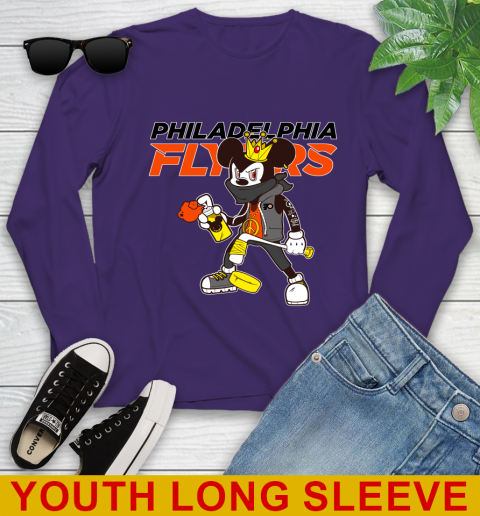 Philadelphia Flyers NHL Hockey Mickey Peace Sign Sports Youth Long Sleeve 5