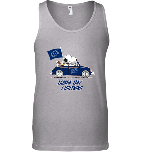 Snoopy And Woodstock Ride The Tampa Bay Lightnings Car dnmu snoopy and woodstock ride the tampa bay lightnings car unisex tank 17 front sport grey