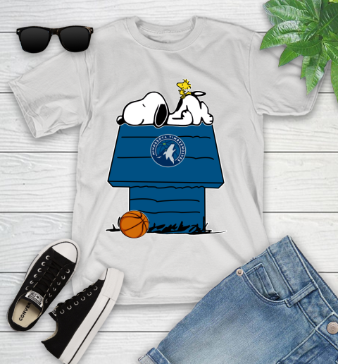 Minnesota Timberwolves NBA Basketball Snoopy Woodstock The Peanuts Movie Youth T-Shirt