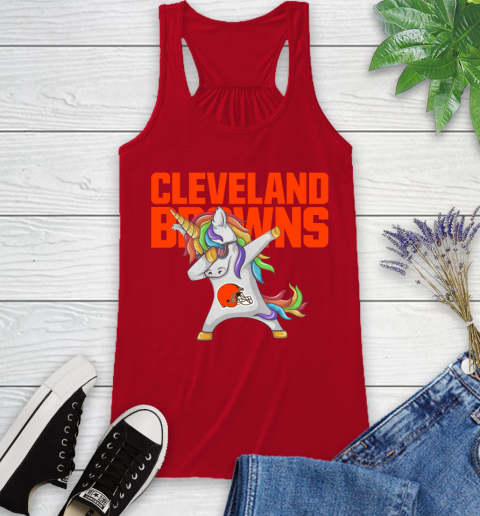 Cleveland Browns NFL Football Funny Unicorn Dabbing Sports Racerback Tank 6