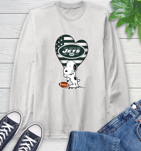 New York Jets NFL Football The Peanuts Movie Adorable Snoopy Long Sleeve T-Shirt