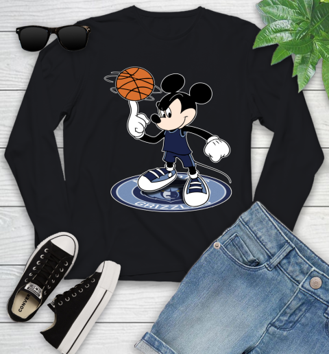 NBA Basketball Memphis Grizzlies Cheerful Mickey Disney Shirt Youth Long Sleeve