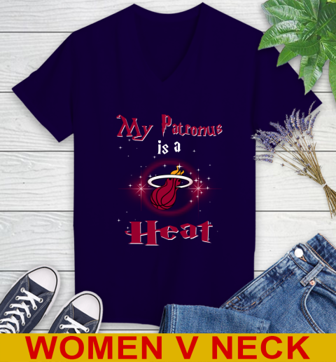 NBA Basketball Harry Potter My Patronus Is A Miami Heat Women's V-Neck T-Shirt 3